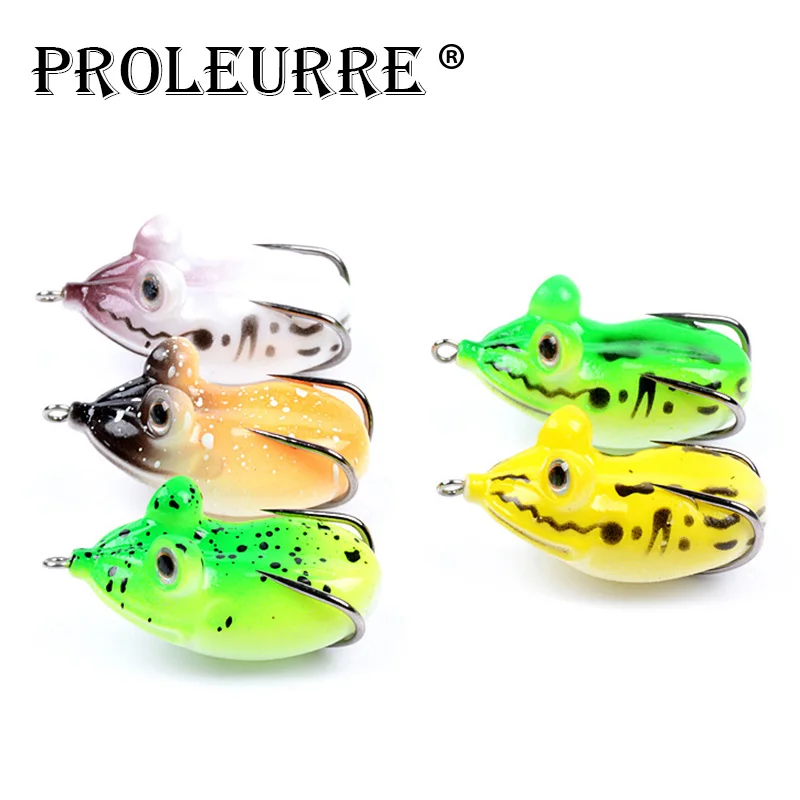 1PC Soft tube Bait Japan Plastic Fshing Lures Frog Lure Treble Hooks Topwater ray Frog 5.5CM 11.5G Artificial Soft Bait