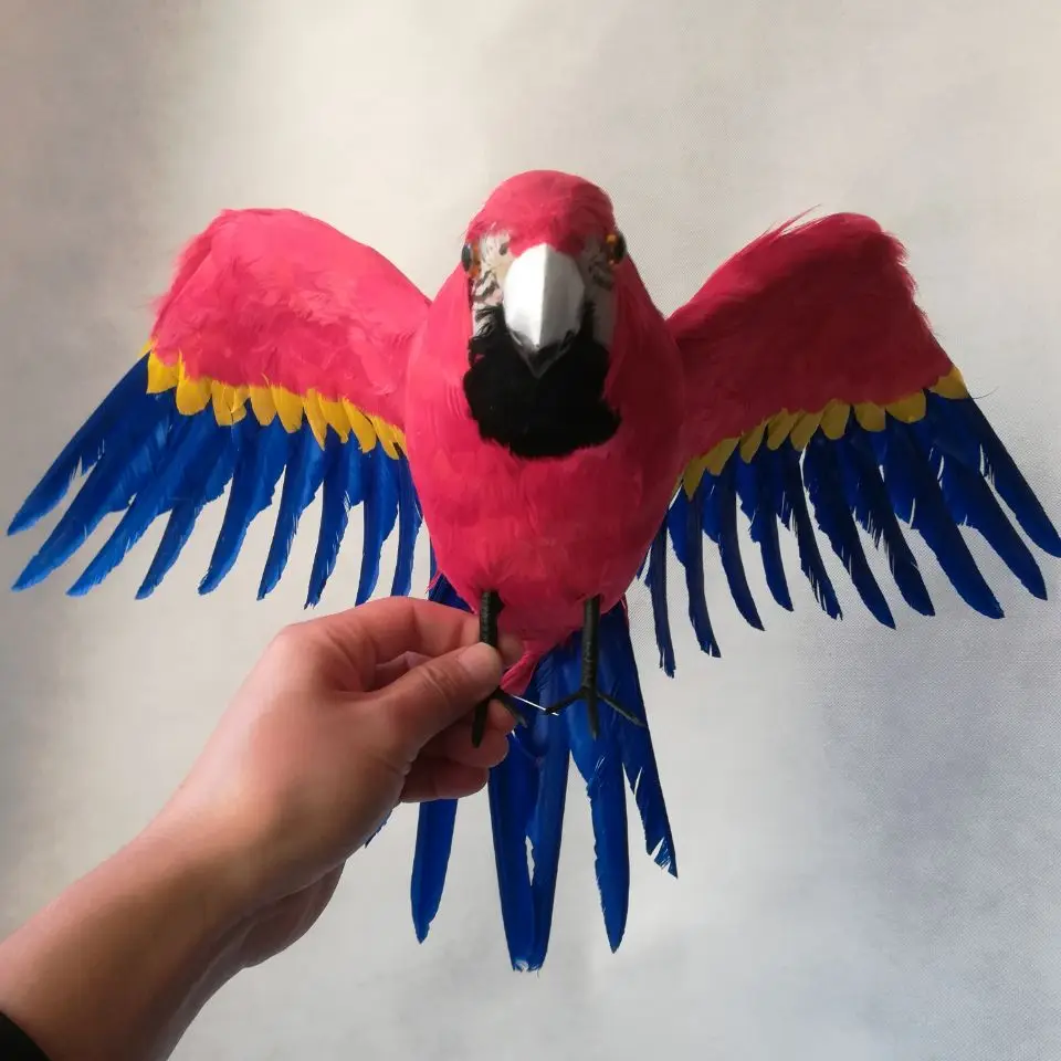 

real life Bird red-blue feathers parrot model about 45x60cm spreading wings parrot filming prop garden decoration toy gift h1554