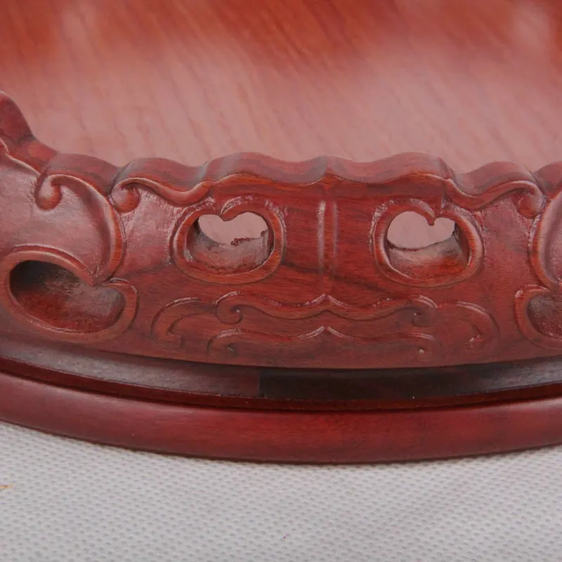 Authentic rosewood rotary table base relief hollow monolith base vase flowerpot base characters