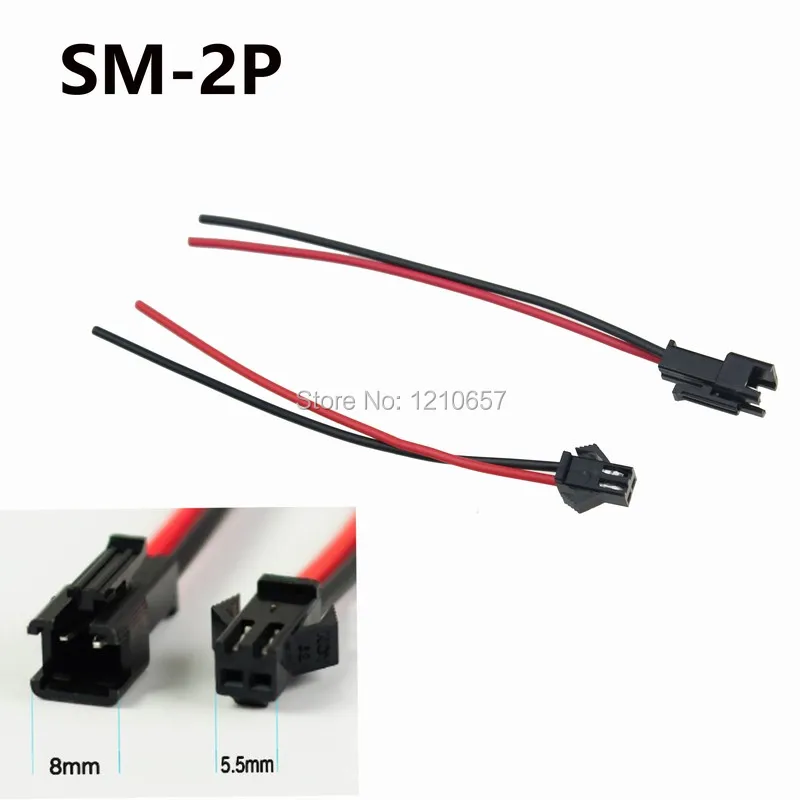 50 Pairs 2Pin SM Plug Connector Cable Wire Male + Female 50 Each