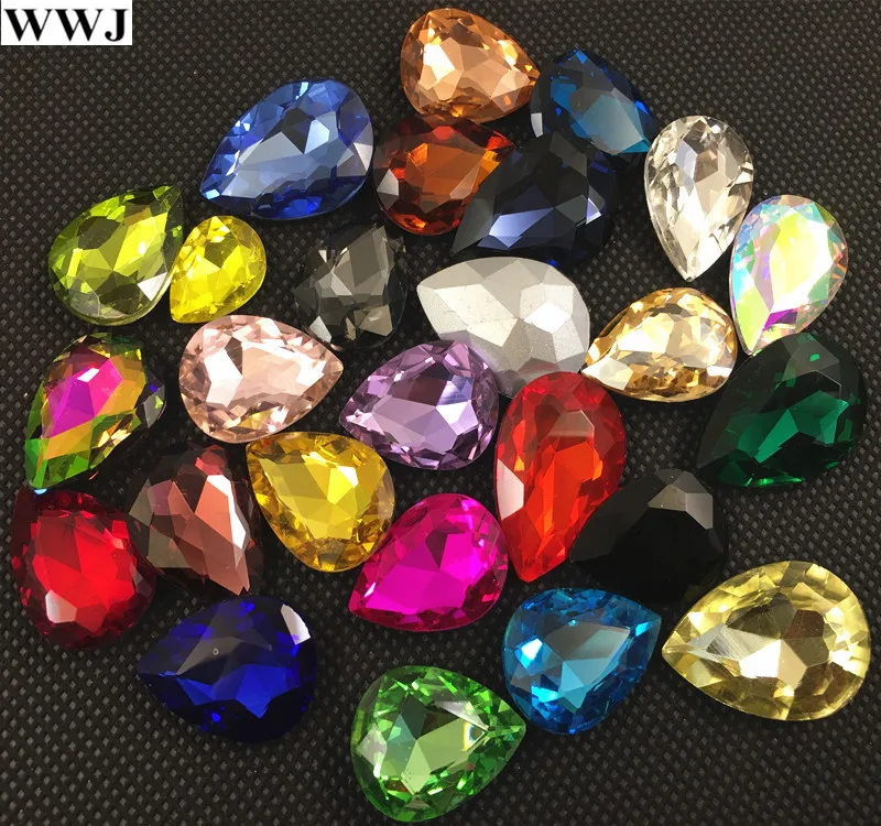 All Sizes Colors crystal teardrop fancy stone pointed back Droplet Jewelry beads glass 7x10,10x14~30x40mm no holes colorful drop