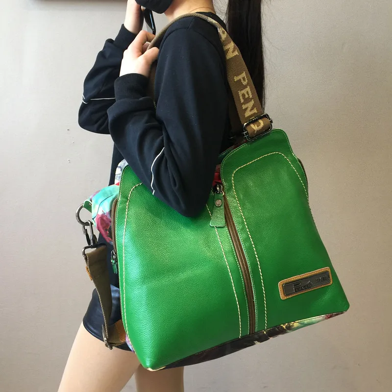 2023 Luxury Fashion Women Handbags Female Crossbody Bag Printing Shoulder Canvas Bag Portable Slung Genuine Leather Big Bags