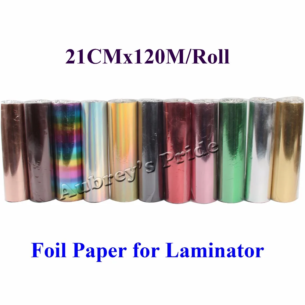 210 mm x 120 m/Rolle Heißprägefolie, Papierlaminator, Laminiertransfer auf Eleganzkarten – Detail 1