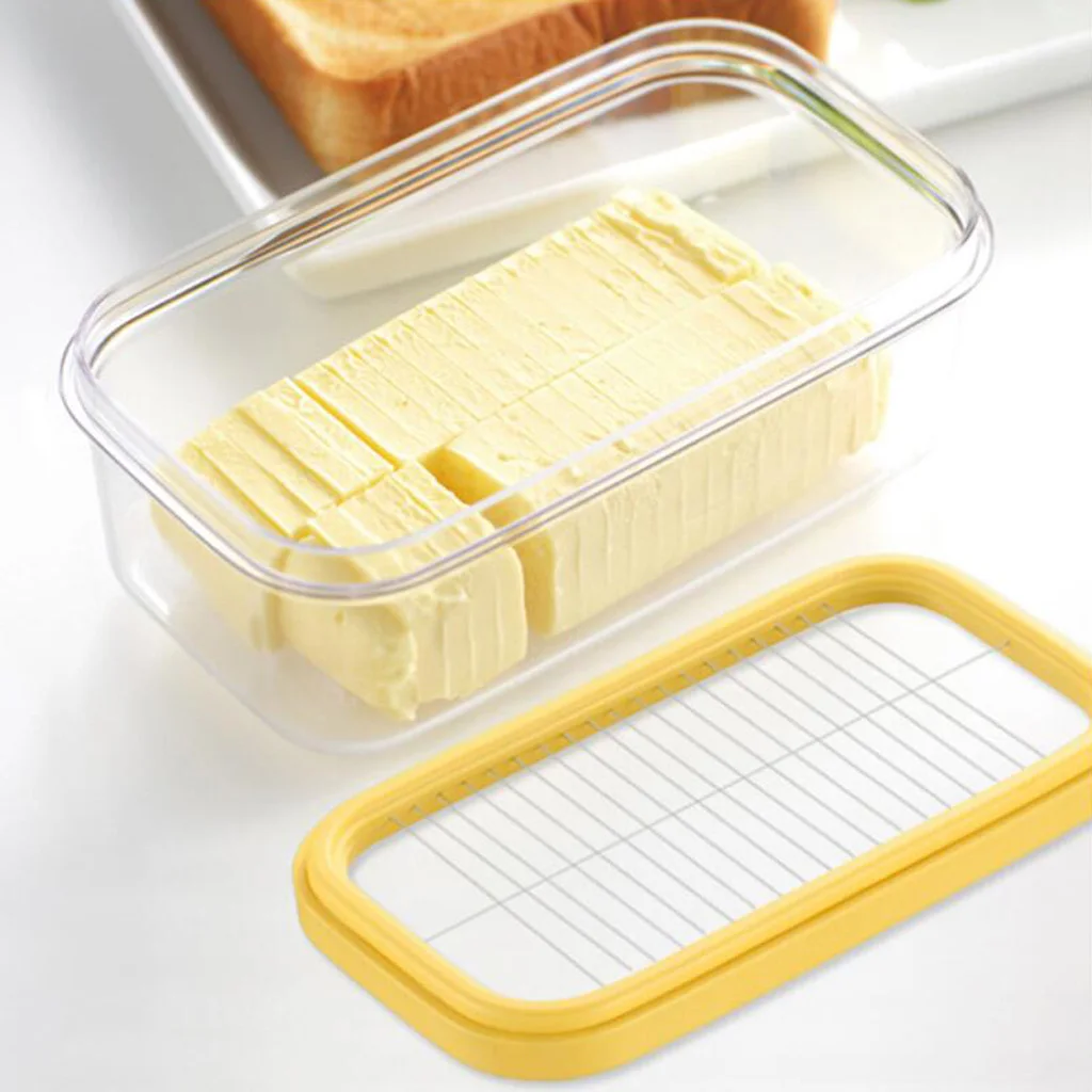 Plastic Butter Dish With Lid Butter Keeper Container Storage Cutter Slicer Great for Kitchen Storage & Decor