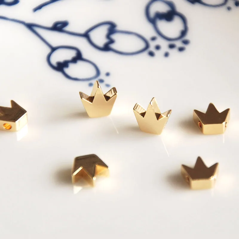 wholesale 10 pcs/lot gold plated cartoon crown spacers jewelry making DIY for women