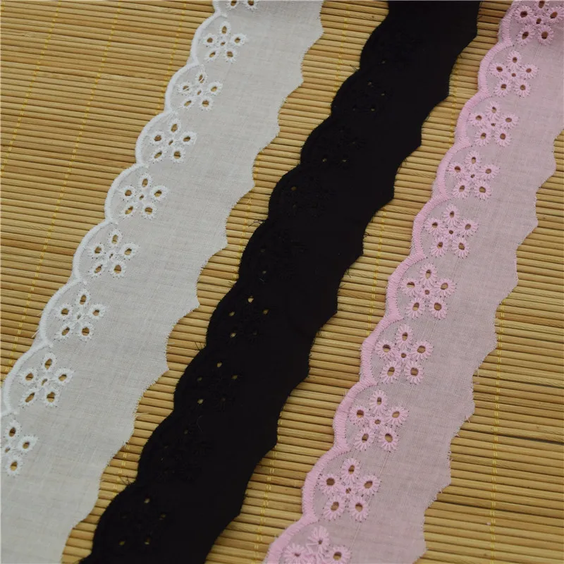 14yards 4cm wide White Cotton Ruffle Eyelet Lace trim Crafts/Costume//Sewing wholesale