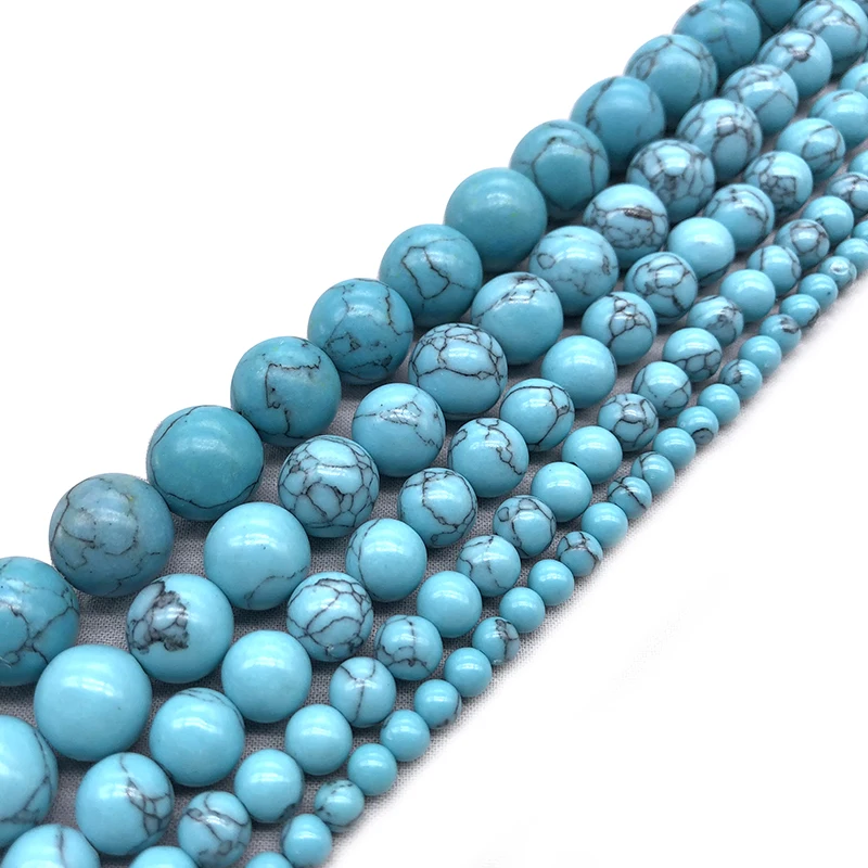 Howlite Light Bue calaite Synthetic Stone Round ball 4/6/8/10/12MM Loose beads for jewelry Findings making bracelet DIY