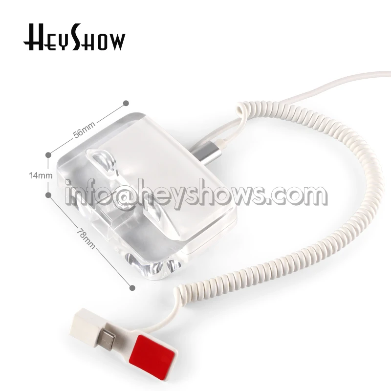 충전 기능이있는 6Pcs 아크릴 휴대 전화 도난 방지 경보 스탠드 핸드폰 도난 경보기 보안 디스플레이 홀더