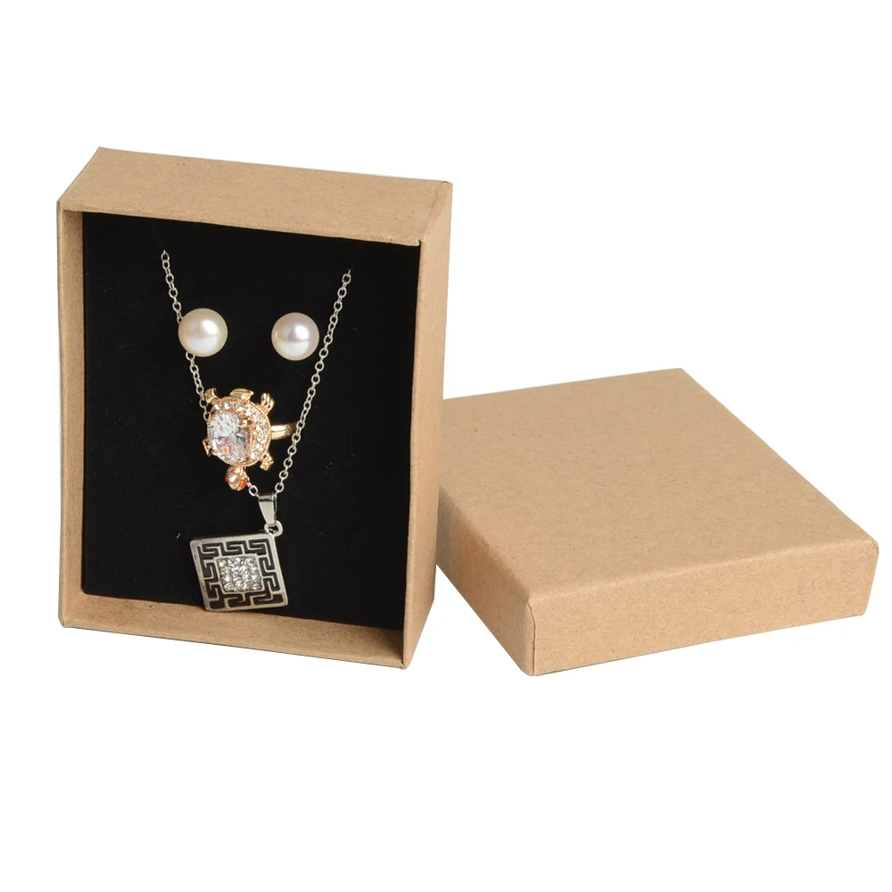 2022 New Hot 18pcs/lot 9*7*3cm Rectangle Necklace Earring Ring Set Kraft Paper Box Fashion Jewelry Gift Valentine's Birthday