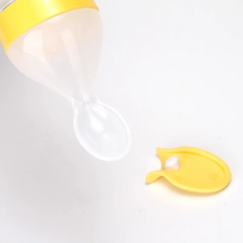 Squeezing Feeding Bottle Silicone Newborn Baby Training Rice Cereal Food Spoon Supplement Feeder Safe Useful Tableware for Kids