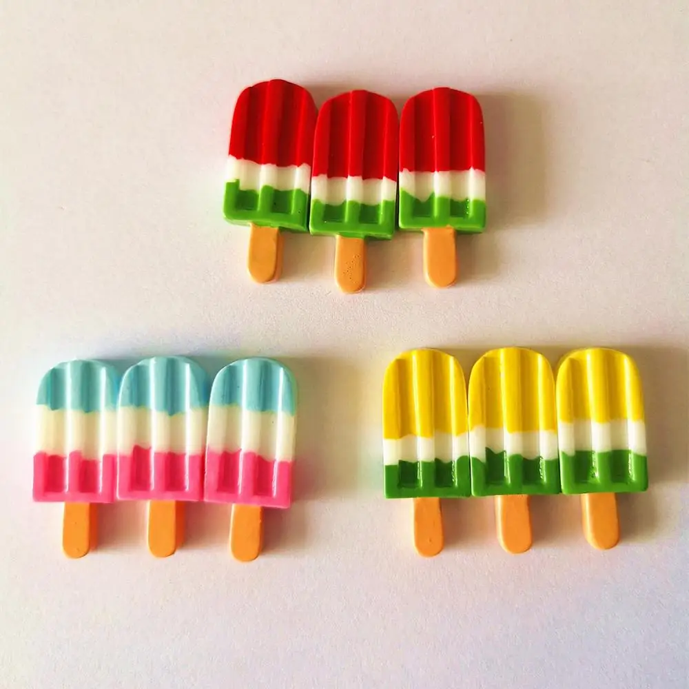 6pcs/lot Cute Dollhouse Miniature Rainbow Ice Cream Bar Food Doll House Mini Simulation Play Food