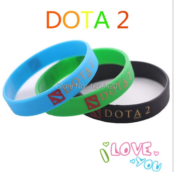 100pcs/lot DOTA2 Game Equipment Bracelets Fashion Women&Men 's Silicone Wristband 2014 Hot