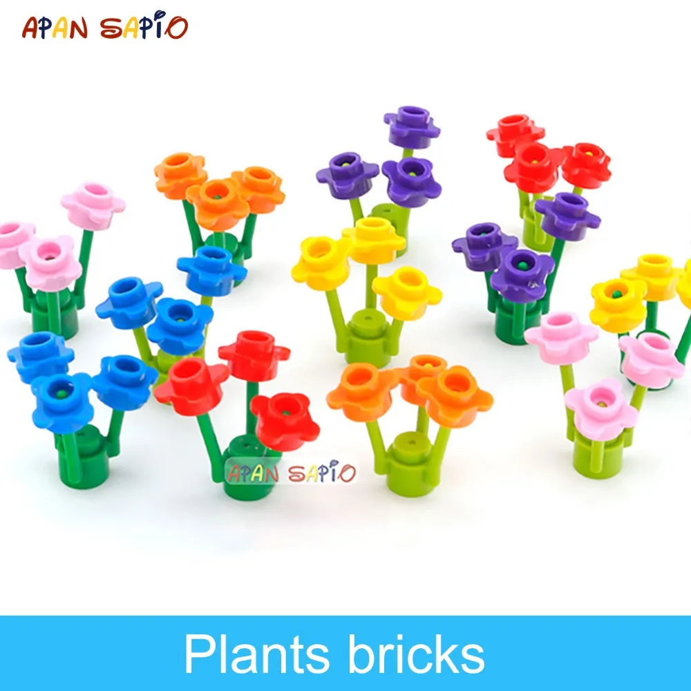 Flower Plants Blocos de Construção para Crianças, Tijolos DIY, Brinquedos Educativos, Tamanho Criativo, Compatível com 33291, Fato, Figuras, 120