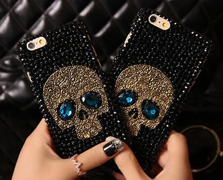 Diamond Metal saphire eye Skull phone case For iPhone  15 pro14 12 11 13 Pro Max 8