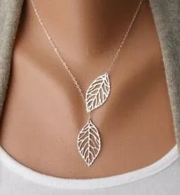 Europe And The United States Fashion Jewelry Metal Leaves Double Wild Foliage Short Necklace Chain Kolye Statement Necklace