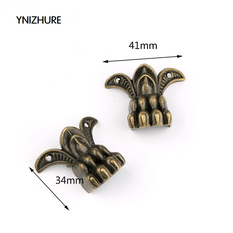 20pcs 41*34mm Zinc Alloy Bronze Antique Brass Jewelry Chest Wood Win Box Decorative Feet Leg Corner Protector In Stock