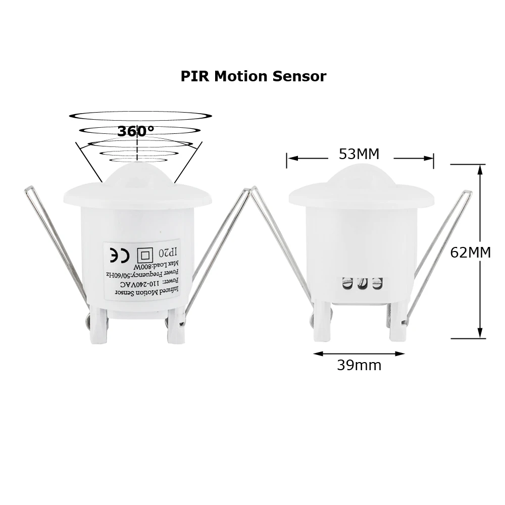 12V Motion Sensor Switch Infrared PIR 360 Degree Detection Recessed Ceiling AC 110V 220V Detector DC12V Lamp Light Sensor Switch