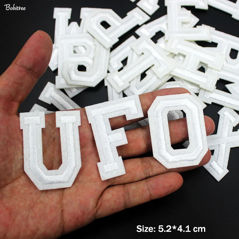 A-Z English Alphabet White Letters Patches Iron on for Clothes Embroidery Stickers DIY Cloth Decoration Sewing Supplies