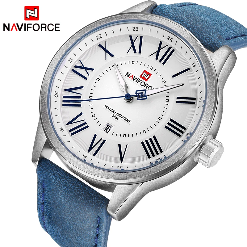 Naviforce Top Luxury Brand Men Leather Strap Sports Watches Men's Quartz Date Clock Man Waterproof Wrist Watch Relogio masculino