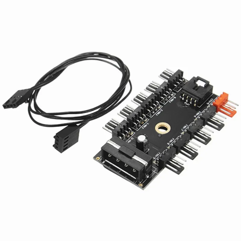 

10 Sets One to Ten D Type to 10 Ports 4P 1-to-10 Channel 4Pin Chassis Fan Hub with PWM Cable Support 10 Road 4 Pin