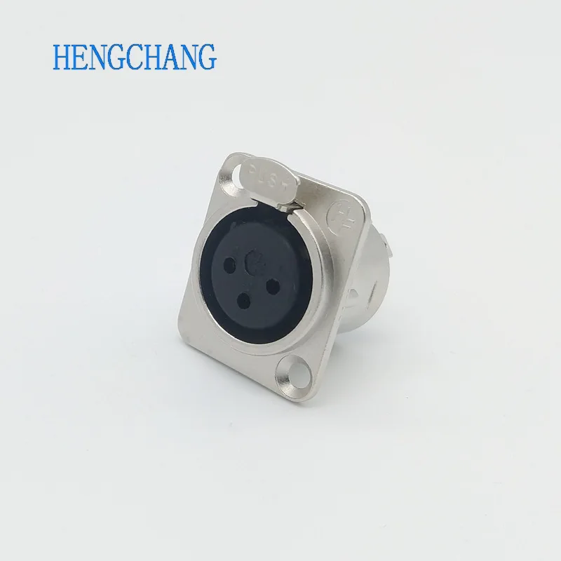 3-контактный разъем XLR, гнездовой разъем, крепление на панели, корпус квадратной формы, металлический корпус