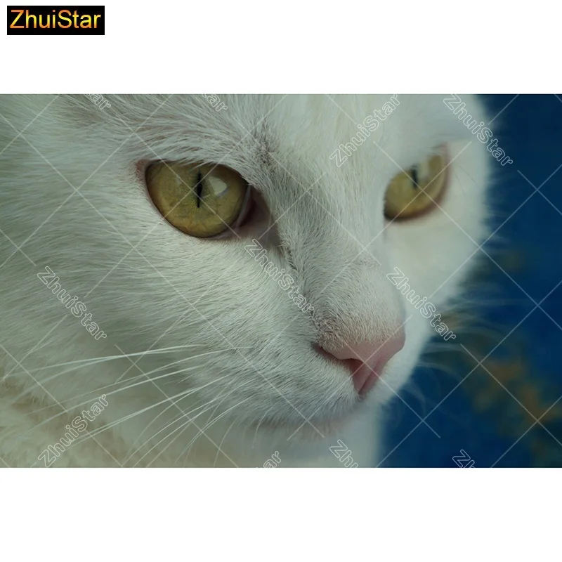 

5D Diy diamond painting cross stitch "White Cat" Full Square Diamond embroidery Needlework Rhinestone Mosaic Crafts 113