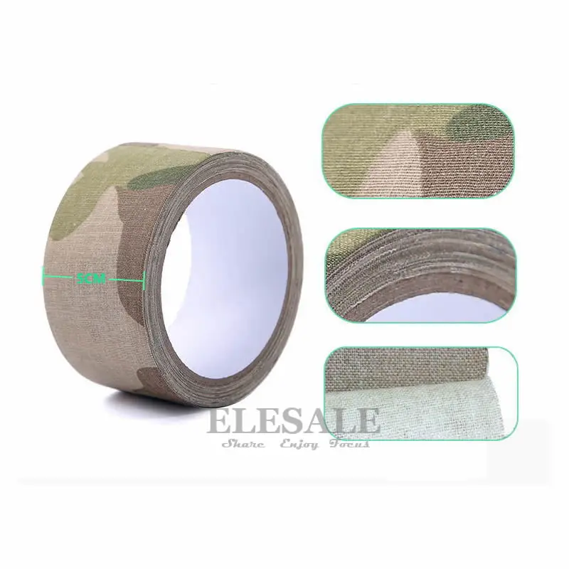 1 Roll 5cm*5m Camouflage Self-Adhesive Tape Hide Cover Anti-Skid Warning Tape For Outdoor Sports Hunting Fishing Cover