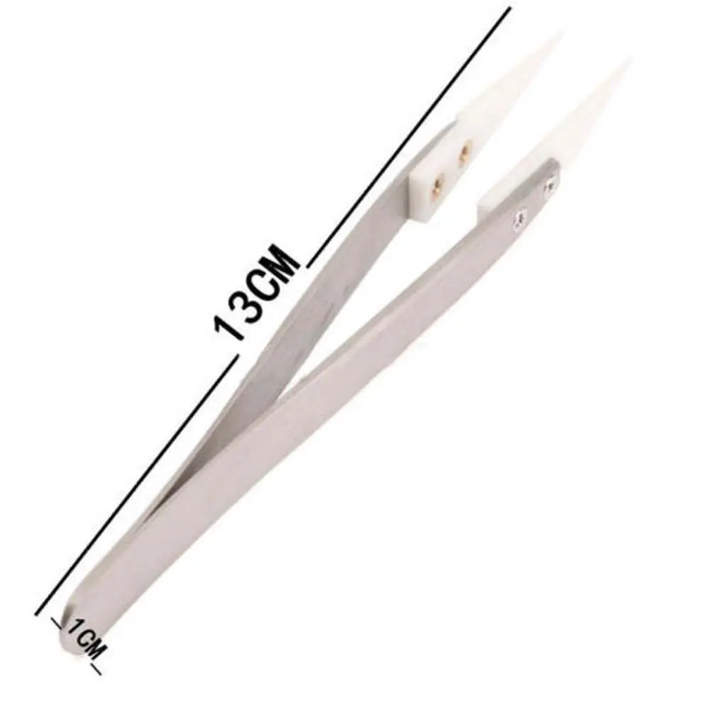 High Quality Stainless Steel Ceramic Tweezers Heat Resistant Non Conductive Ceramic Pointed Tip DIY Tools Hot Selling