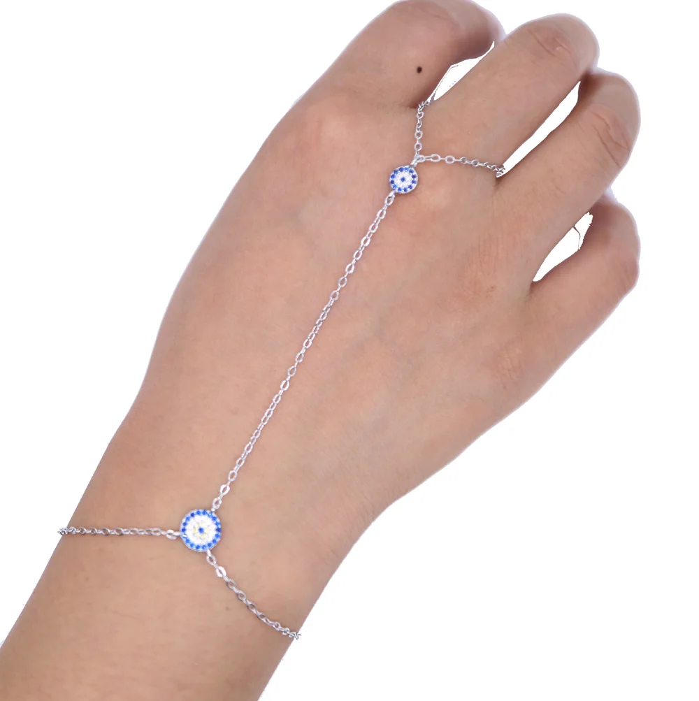 fashion women jewelry rose gold silver color slave bracelets evil eye charm delicate chain hand bracelet