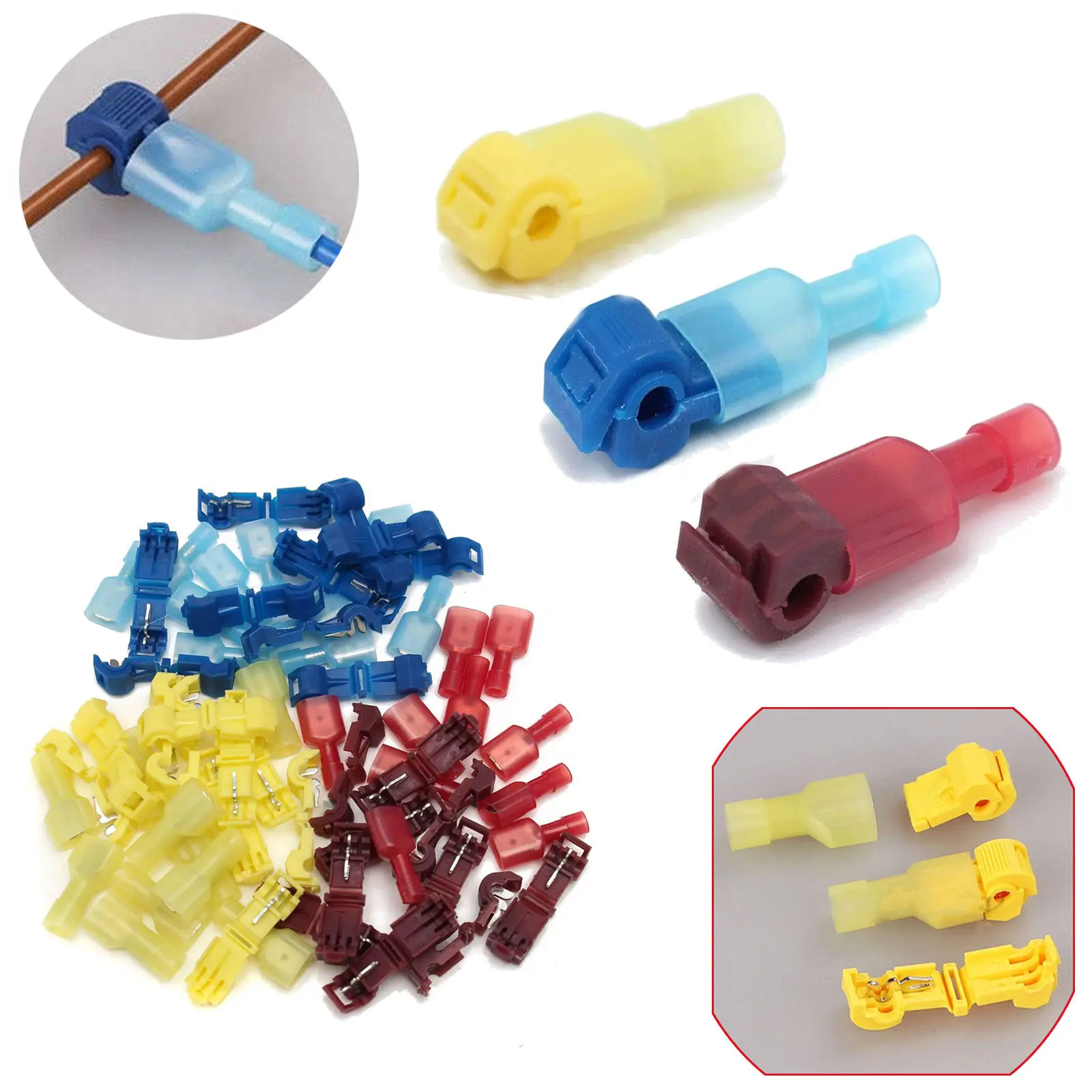 30 pairs Quick Splice Scotch Lock Wire Terminals Connectors Electrical Crimp Cable Snap