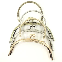 5Pcs Kiss Clasp Lock Flowers Convex Metal Arc Frame Coins Purse Handbag Handle Clutch Part 16.5cm