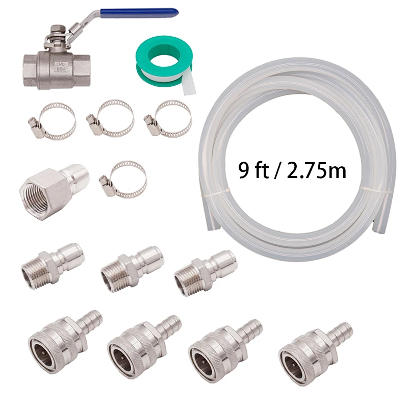 Transfer Pump Quick Connect Kit Homebrew Pump Accessories Food Grade Silicone and Stainless Steel 304