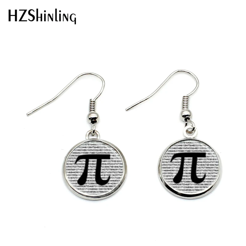 NHE-003  PI Earrings Math Jewelry Gifts Teachers Science Mathematics Symbol Black and White Art Earring
