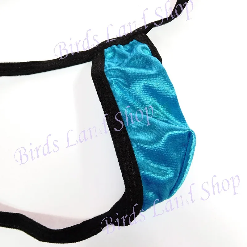 Mens String Thong FUN Tiny Pouch Cannot Covered Shiny Satin knit solid color G2039