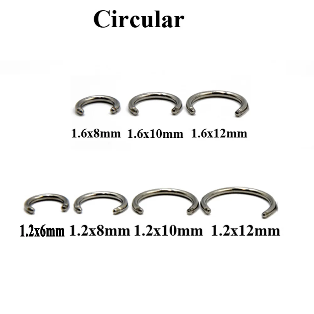 BOG-10PCSurgical Steel Labret shaft Curved Bar Horseshoe Circular Twist Spiral Bar Ball replacement For Pericing Jewelry16g&14g