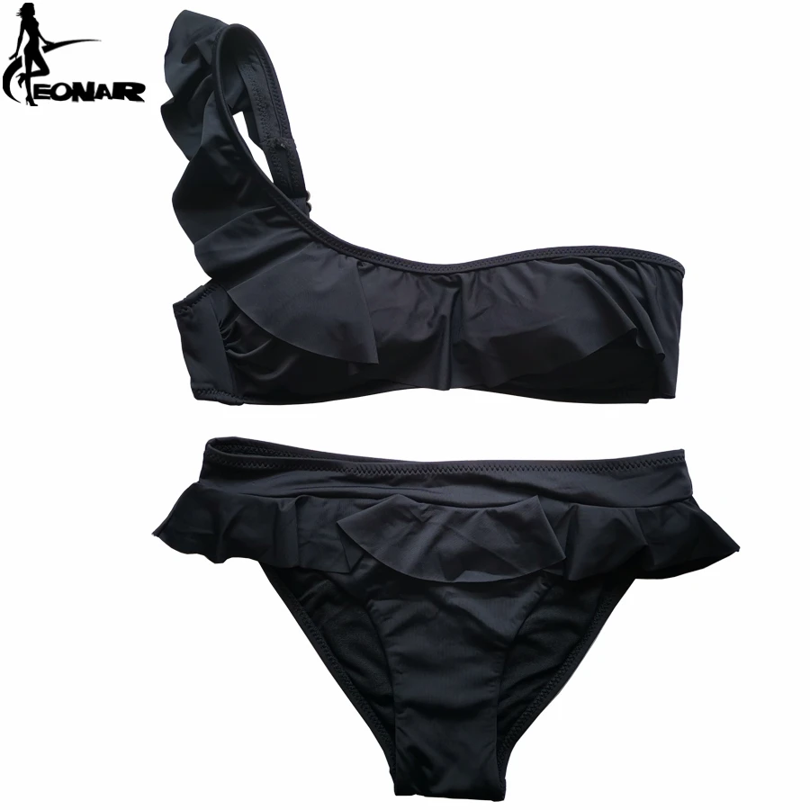 EONAR-Conjunto de bikini con volantes para mujer, traje de baño de un hombro, traje de baño brasileño de realce, trajes de baño bandeau, conjuntos