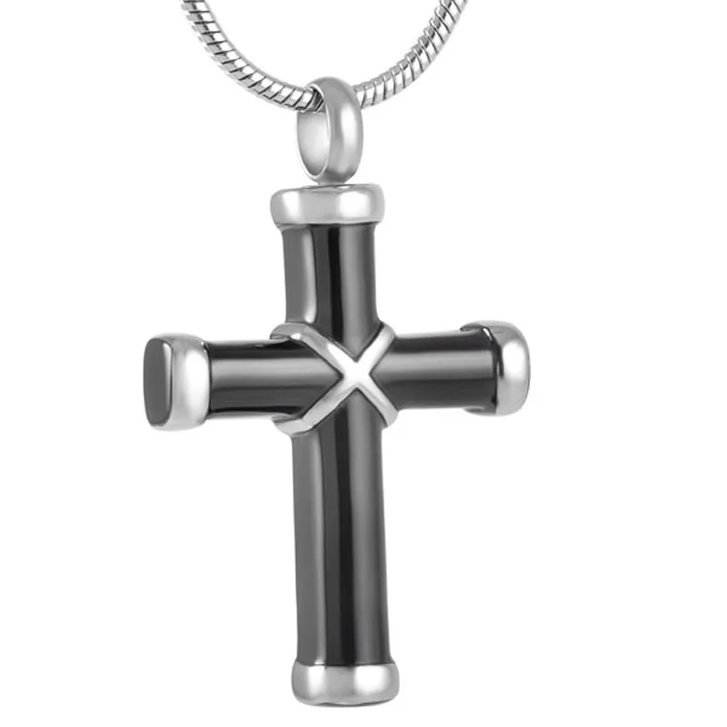 

CMJ8350 Hot Selling Waterproof Ribbon Cross Cremation Pendant Urn Necklace Mmeorial ashes Keepsake Urns Men's Jewelry