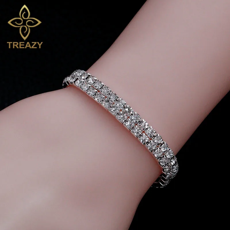 TREAZY Classic Rhinestone Crystal Choker Necklace Earrings and Bracelet African Wedding Jewelry Sets Bridal Wedding Accessories