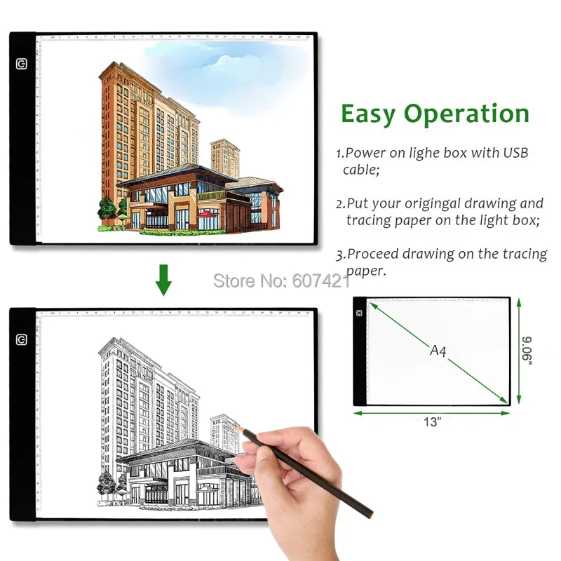 A4 Dimmable Brightness LED Light Box Tracer Artcraft Tracing Light Pad Light Box for Artists,Drawing, Sketching,Animation