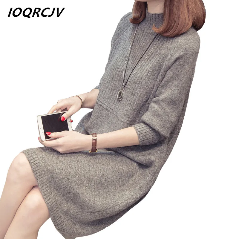 

IOQRCJV Turtleneck Sweater Dress 2023 Women Fashion Autumn Winter Knitted Pullovers Sweaters Long Sleeve Jumper Pull Femme S184