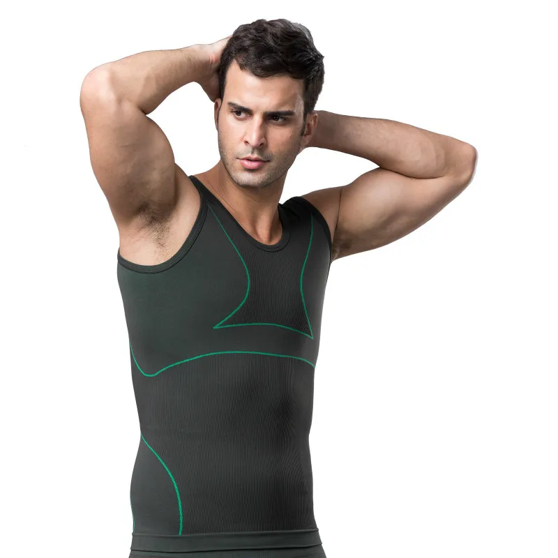 

European American Comfortable Sweat Absorption Breathable Men Vest Body Shaping Seamless Bamboo Charcoal Fabric Shaper Six Color