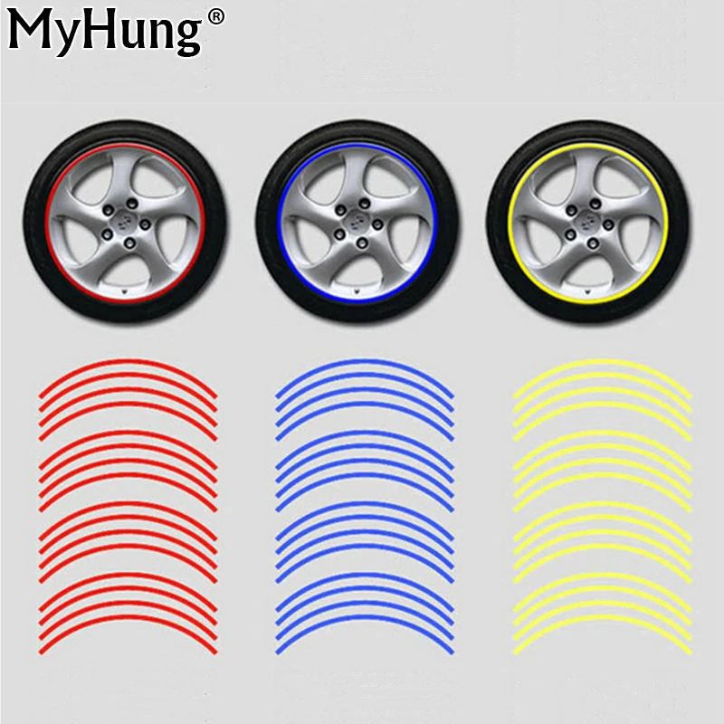 

3M Reflective Tape Car Motorcycle Rim Stripe 16 17 " Wheel Decal Stickers Car Accessories Car Rim Tape Sticker 16pcs Per Set