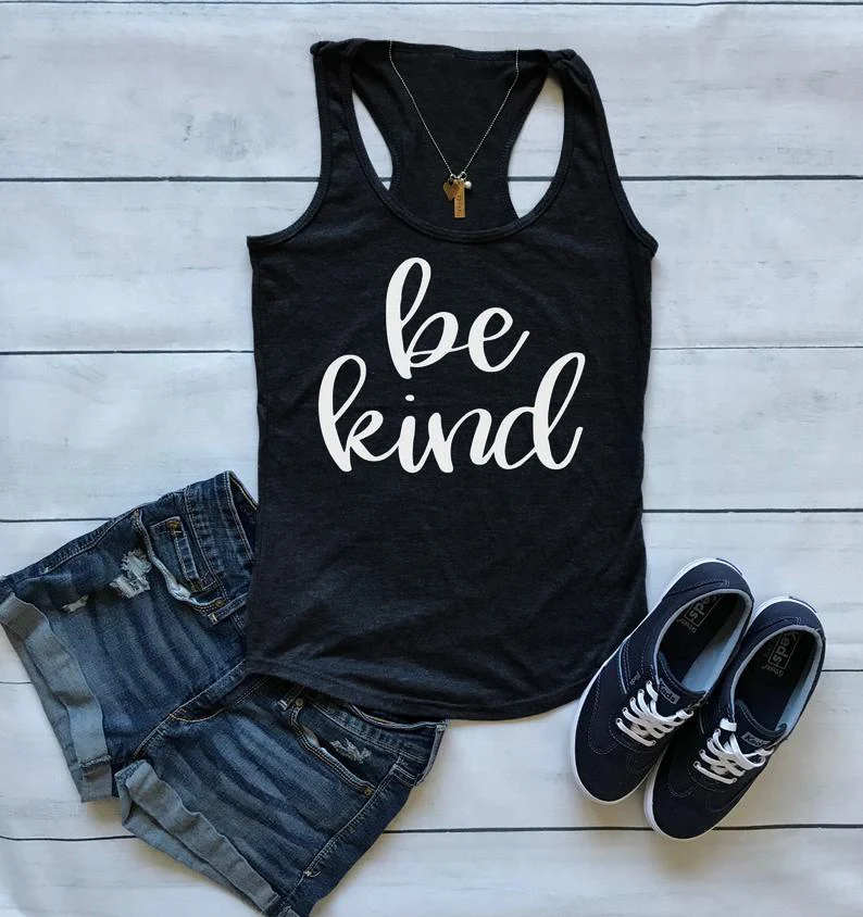 Vest Be Kind Summer Sleeveless Tank Tops Women Christian Racerback Cotton Graphic Shirt Kindness Vintage Slogan Tank tees