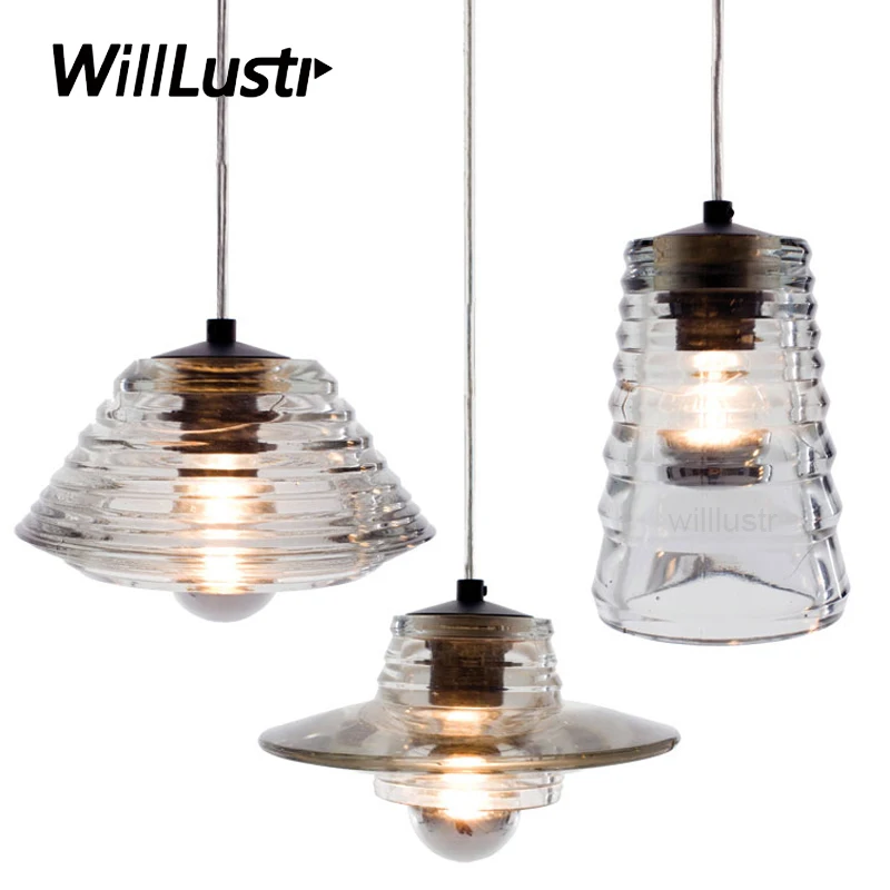 Modern Pressed Glass Suspension Lighting Bowl Lens Tube Pendant Lamp Deli Shop Foyer Parlor Bakery Stairwell Cafe Vanity Light