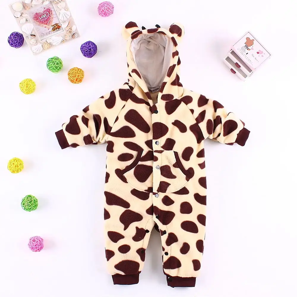 

Leopard Zebra Baby Rompers Cute Fleece Toddler Jumpsuits Winter Baby boy clothes ropa bebe months animal costume