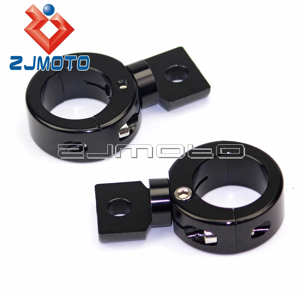 Black Chrome Aluminum Motorcycle 22mm 25mm 32mm Auxiliary Light Mount Bracket Spotlight Fog Light Holder Clamp 7/8\