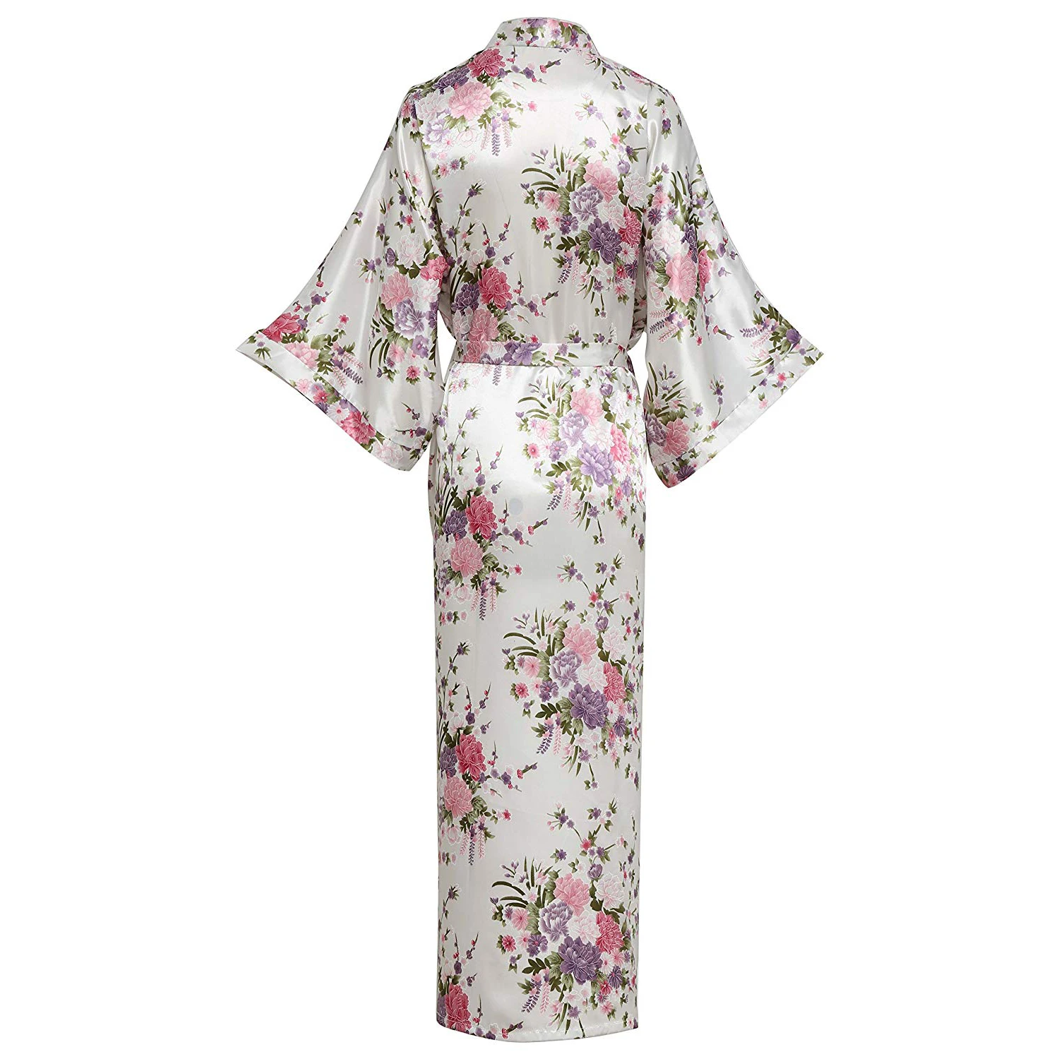 Bata larga de talla grande para mujer, Kimono con estampado de flores, ropa de dormir informal para el hogar, bata de rayón para novia y dama de