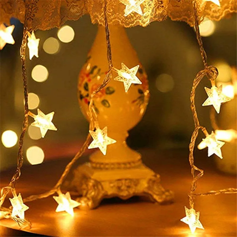 10/20/40/50 LED Star Light String Twinkle Garlands Battery Powered Christmas Lamp Holiday Party Wedding Decorative Fairy Lights