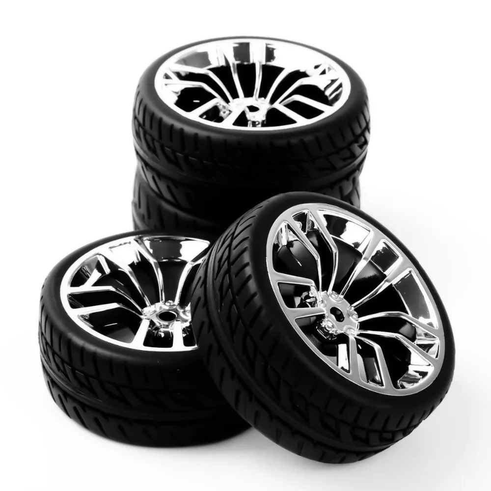 SBDC+PP0150 Rubber Tires and Wheel Rims with 12mm Hex fit HSP HPI 1/10 On-Road Racing Car Accessories