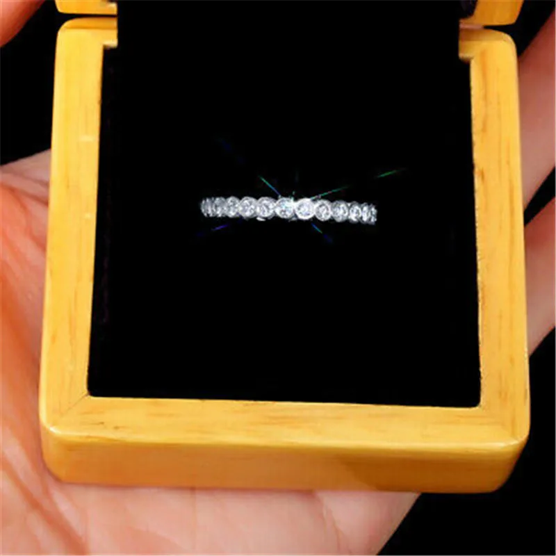 Eternity Promise ring 925 Sterling silver Pave AAAAA cz Engagement Wedding Band Rings for women Bridal Party Fashion Jewelry